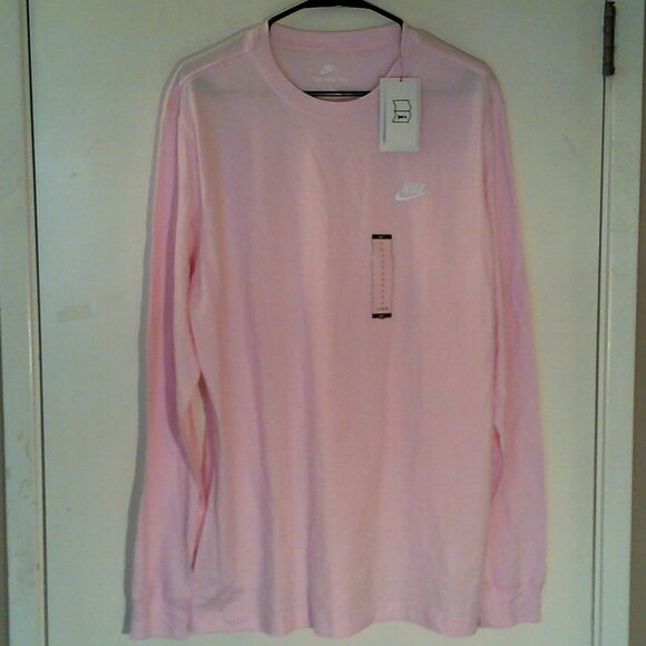 NEW NIKE SPORTSWEAR "Club Embroidered LS Tee" MEN'S PINK T-SHIRT L 655214-995 - Picture 7 of 7